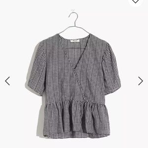 Madewell Peplum Gingham Blouse